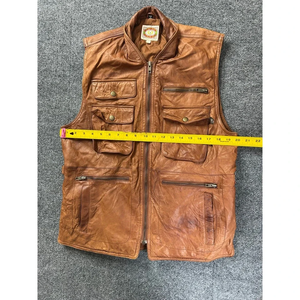 Banana Republic Leather Safari Bush Vest Mens M Brown Vintage 1985 Mill Valley